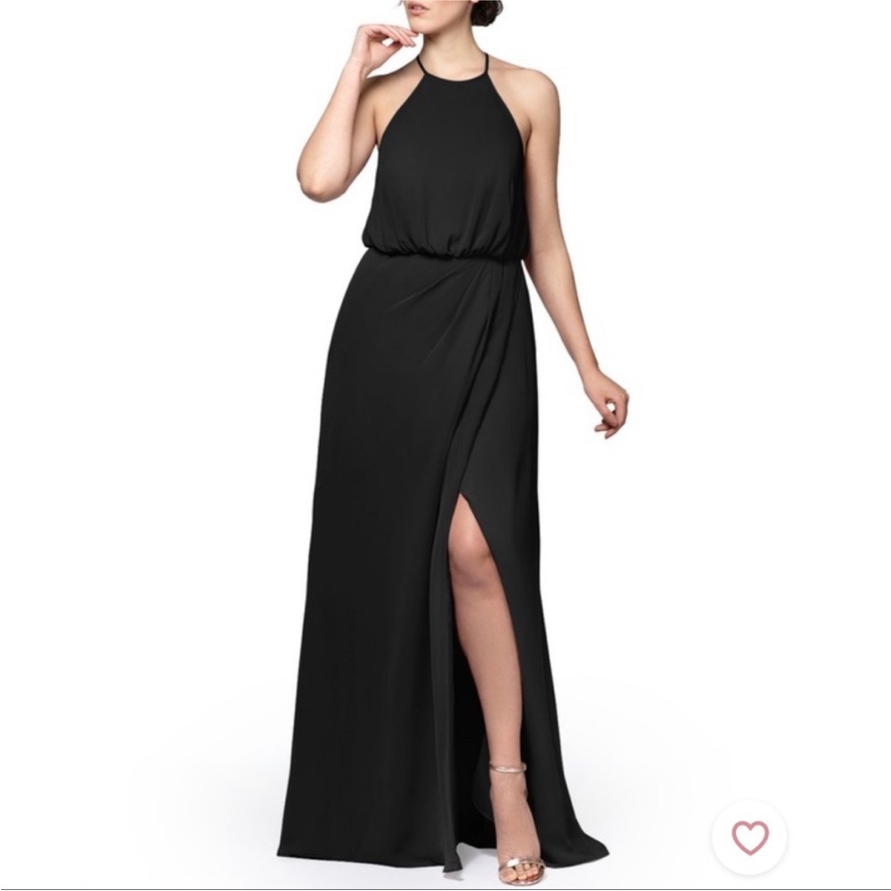 Azazie Portia Black Bridesmaid Dress size 8.